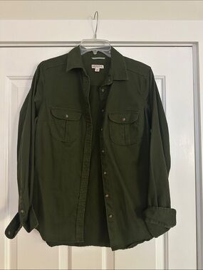 Merona Olive Green Military-Style Button Front Shirt Jacket